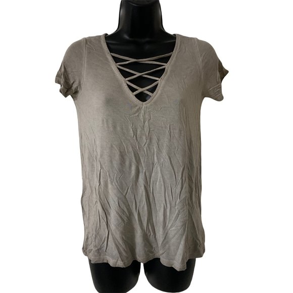 American Eagle Soft and sexy T  XS Olive green  Solid 95% viscose 5% Alassane - Picture 1 of 5